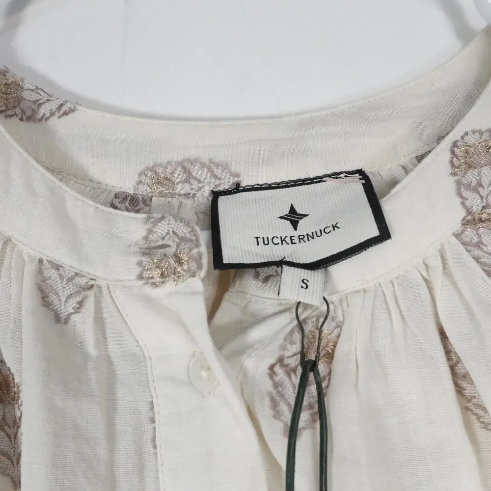 New Tuckernuck Orchid Echo Cotton Jacquard Cream Sawyer Blouse Boho Coastal $188